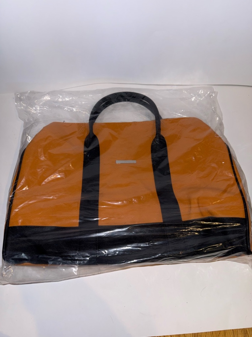 Men's Orange and Black Duffel Bag Travel Tote